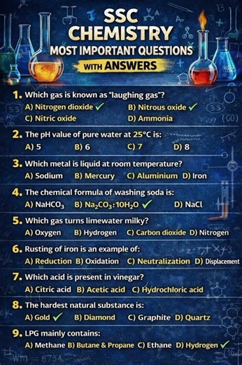 chemistry most important questions ssc exam