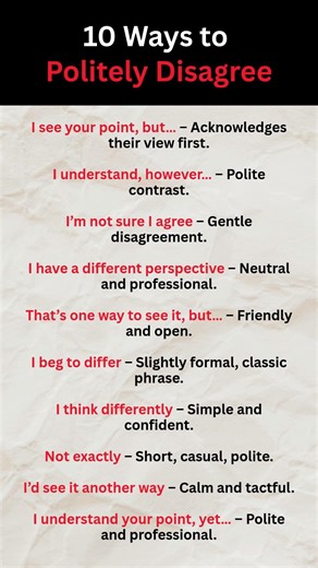 10 Smarter Ways to Politely Disagree #english #englishlanguage