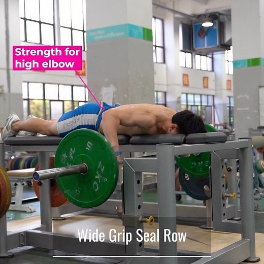 25K views · 113 reactions | Beginner Guide: Wide grip seal row is one of our routine muscle trainings which helps your shoulder and back strength for high elbow. Courses: 2-Day Beginner Certificate Course + 10 weeks program April 8-9, 2023 3-Day Advanced Technique Certificate Course + 10 weeks program April 7-9, 2030 #chineseweightlifting #olympicweightlifting #cleanandjerk #snatch #anta | Shenzhen Weightlifting Association | Facebook