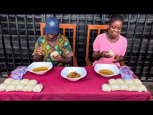 First to finish 10 wraps of fufu wins - Fufu competition - funmi vs Amoke