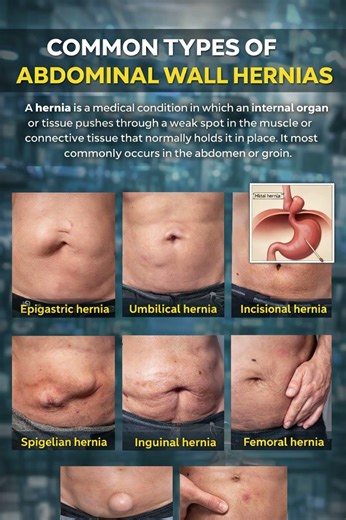 **Common Types of Abdominal Wall Hernias:** #viral #healthyfam #viralnow #food #epicshorts #healthy