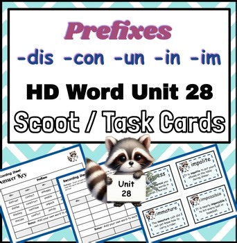 Prefix Scoot Task Cards | HD Word Unit 28 | con, un, in, im, dis | SOR UFLI