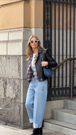Leather layering how-to 💋 Take inspiration from street style by combining a printed shirt underneath a classic leather jacket, back-in-stock Ayla jeans, and Italian made boots. #streetstyle #fashioninspo #getthelook #nyc #parisstyle #paris2024 | Calexico Australia