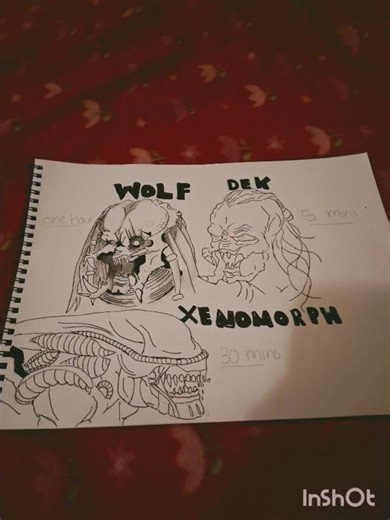 Freestyle drawing Wolf/Dek/#xenomorph in 3 different styles #avp #predatorbadlands(comment your fav)