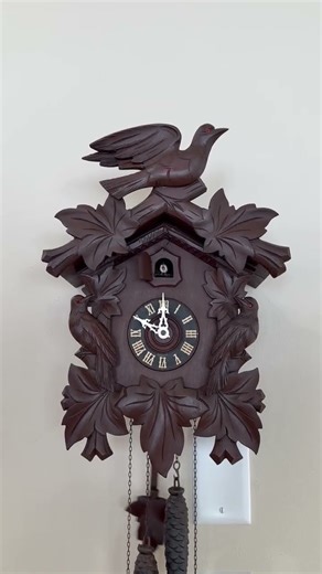 Restored - Vintage Cuckoo Clock, Black Forest, Dark Walnut Color