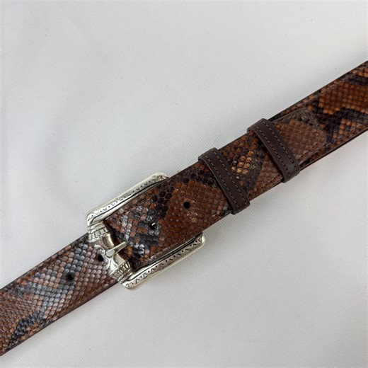 Western Ranger Belt 4cm | Genuine Python Leather | Engraved Silver Buckle Set | Cowboy Country Style | Custom Size Cognac Brown Mens Gift - Etsy