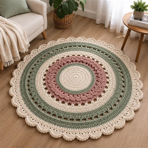 Crochet Rug Pattern Round Beginner Friendly PDF Boho Home Decor Rug Pattern for Cozy Living Room or Nursery - Etsy