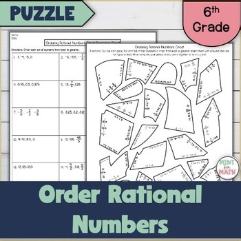 Ordering Rational Numbers Ghost Puzzle Activity 6th 7th Grade
