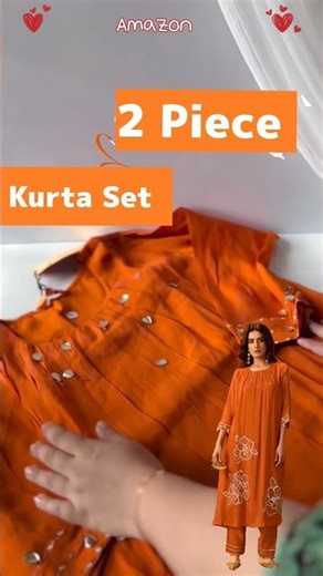 🧡 Gorgeous Orange Two Piece Kurta Set from Amazon | Festive Look ✨#Amazon#EthnicWear#KurtaSetReview