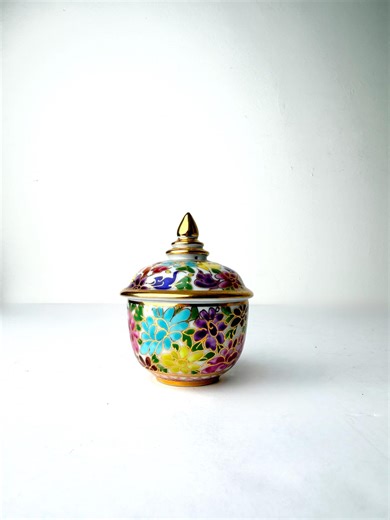 Vintage Thai Benjarong Porcelain Lidded Jar Hand Painted Floral Trinket Jewelry Box - Etsy Canada