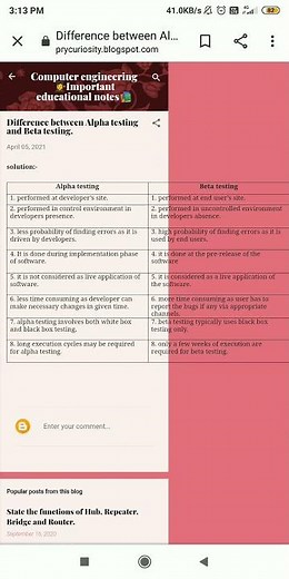 difference between alpha testing and beta testing.