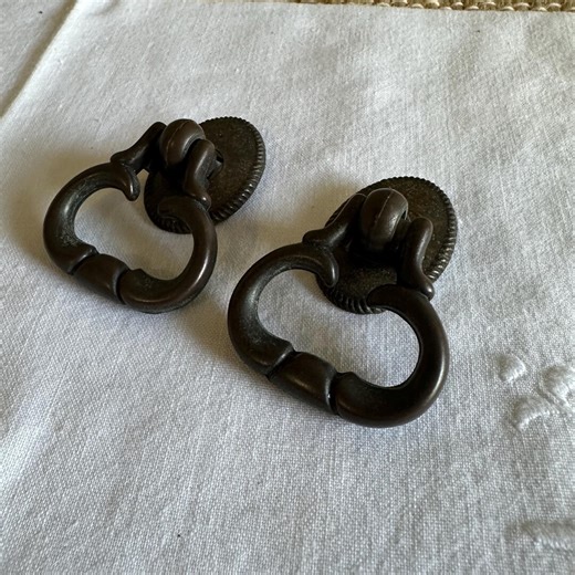 Antique Bronze Drawer Pull/two Pieces: Victorian Furniture Hardware - Etsy