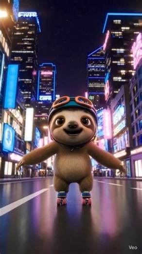 Cute sloth roller-skating in the city 🌆#shorts #trending #viralvideo #sloth #skating