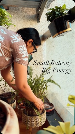 Shreyashi Jain on Instagram: "Balcony Garden Makeover | Final Reveal 🌿 After weeks of planning, sourcing, and repotting, this is the final look of my balcony garden makeover - a space designed to be low-maintenance, high-impact, and functional year-round. From railing planters filled with seasonal flowering plants to jute planters and German polymer pots, every element was selected with intent. The focus was simple: maximise greenery in an urban apartment, without making upkeep overwhelming. Th