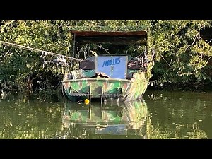 Peche a la carpe PREMIERE SORTIE EN BATEAU CABINE (en rivière)
