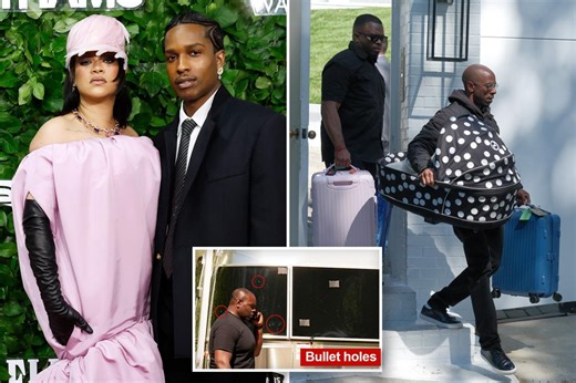 Rihanna and A$AP Rocky appear to flee home with kids after shooting