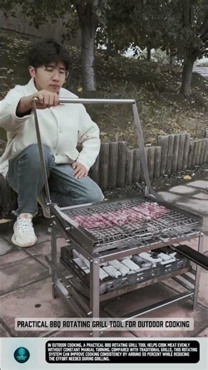 Practical BBQ Rotating Grill Tool for Outdoor Cooking #tools