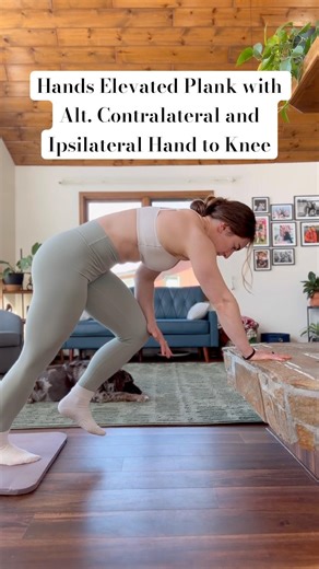 Hands Elevated Plank with Alternating Contralateral and Ipsilateral Hand to Knee
