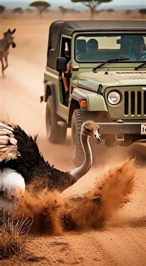Leopard Hunts Down a Running Ostrich,Ai video,#shorts