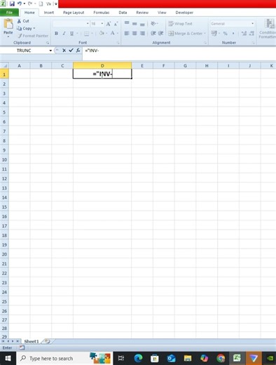 #shorts | Invoice Numbers Creation In Excel sheet