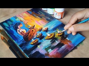 Happy Diwali Painting || Acrylic Painting Step by Step for Beginners