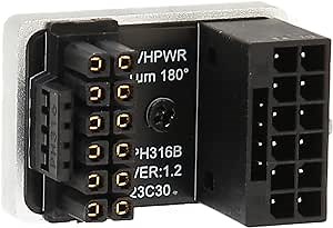 Yunseity GPU PCIe5.0 16 Pin Connector, ATX3.0 180 Degree Angle GPU Power Adapter Board 600W 12V, HPWR 12+4 Male to Female GPU U Turn Power Supply for Graphics Card (Silver)