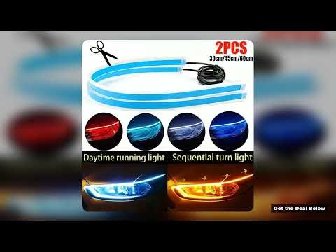 Review 2Pcs 12V Led Guide Strip Headlight for Car Daytime Running Lights Turn Signal Bulb DRL Sequ