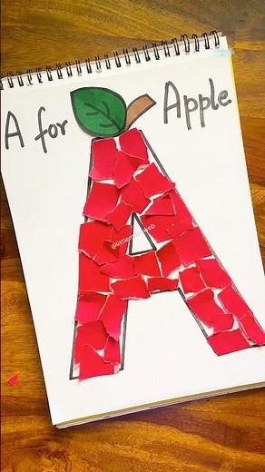 Tear & Stick Craft for Letter A ✂️✨ | A for Apple Fun! #kidsartandcraft #shorts #lettercraft