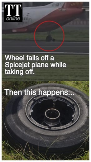 7.1K views · 55 reactions | A Mumbai-bound SpiceJet aircraft lost a wheel during take-off at Gujarat's Kandla airport. A passenger on the flight captured the moment the plane's wheel fell off, just as it is about to take off. #spicejet #plane #mumbai #airport #gujarat #airdisasters #viralvideo #viralshorts | The Telegraph | Facebook