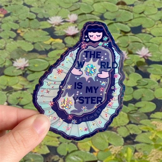 The World is My Oyster Glitter Sticker - Etsy Australia