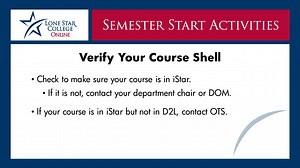 Semester Start - Verify Course Shell