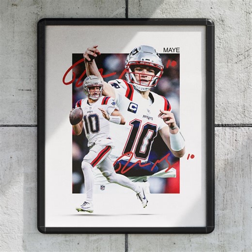 Drake Maye New England Patriots Football Poster, Sports Wall Decor Print, 8x10, 11x14, 12x16, 12x18, 16x20, 18x24, 20x30, 24x36 - Etsy