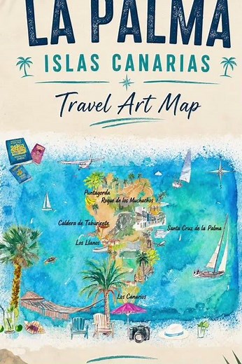 Canary Islands Illustrated Travel Maps 🌴🎨 | Islas Canarias Art #shorts #video #art #travelart #map