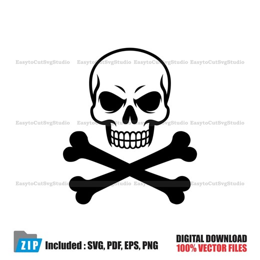 Skull Crossbones SVG: Pirate Gothic Vector Cricut PNG Printable Design (digital Download) - Etsy