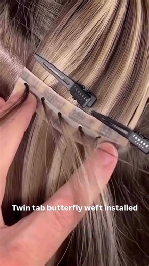 Twin Tap Butterfly Weft Installation Tutorial #hairextensions #hairtok #hairstyle#butterflyweft
