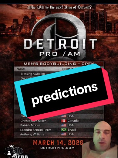 Detroit pro lineup out let me know your predictions #America #ifbb #bodybuilding #prediction #fyp