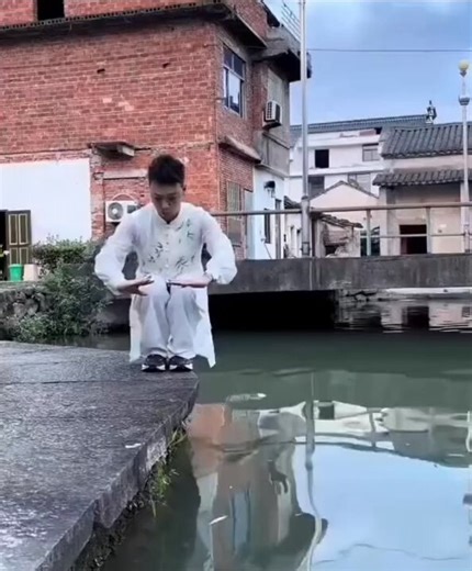 A technique that makes it appear as if one is jumping while stepping on the water's surface