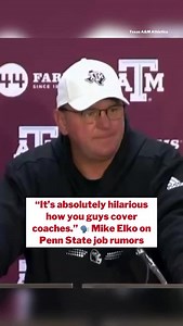 Texas A&M’s Mike Elko wouldn’t entertain any Penn State job talk at his weekly presser. The Aggies are currently ranked No. 3 in the nation 👀 | CBS Sports College Football