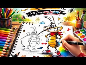 Easy Cartoon Insect Drawing for Kids | Step by StepCockroach Drawing Easy #deepakhorrar ogy drawing
