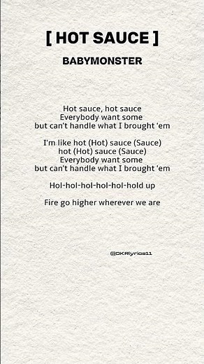BABYMONSTER | HOT SAUCE (lyrics) #babymonster #hotsauce #baemon #montiez #kpop #fyp