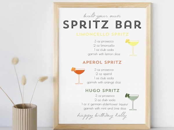 Build Your Own Spritz Bar Sign, Aperol Hugo Limoncello Spritz Station, Cocktail Party Custom Printable Editable Digital Download Template - Etsy