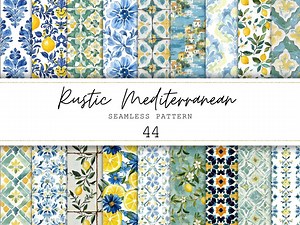 Mediterranean Seamless Patterns Blue Digital Print Summer Digital Paper Blue Backgrounds Summer Seamless Pattern Floral Junk Journal Paper - Etsy