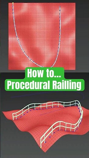 Smart Procedural Railings in 3ds Max – Auto-Adapting to Splines & Terrain! 🚀 #3dsMax #procedural