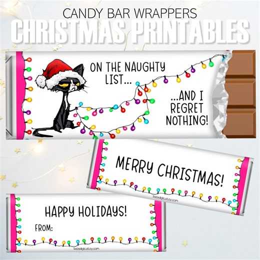Printable Christmas Candy Wrappers: Xmas Party Favors, Stocking Stuffers and Gifts (DIY Instant Download) - Etsy