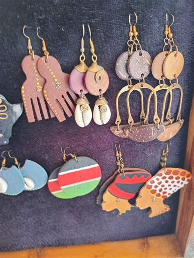 Handmade African Earrings Maasai Set Made With Wood and Cowrie - Etsy