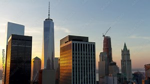 new york freedom tower sunset manhattan roof top panorama 4k time lapse usa Stock Video