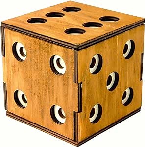 Logica Puzzles Art. Dice Secret Box - Wooden Brain Teaser - Puzzle Box - Difficulty 5/6 Incredible - Leonardo da Vinci Collection