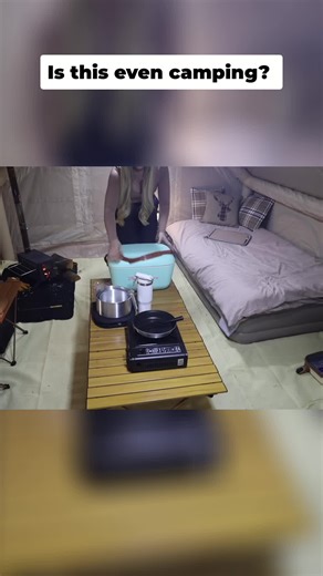 Tent kitchen goals! Check out this setup. Fresh veggies in the great outdoors? Yes, please! #CampingLife #OutdoorCooking #TentLife #AdventureTime