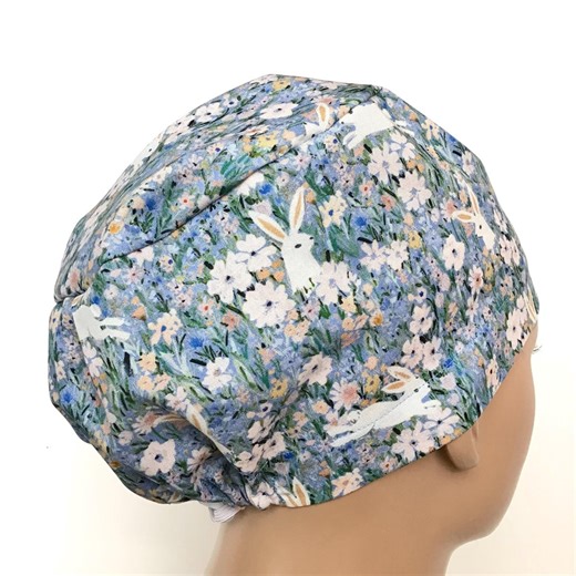 Bunnies in the Wildflowers Euro Style Scrub Hat/womens Scrub Cap/surgical Hat/vet Chemo Chef Hat/l&d Icu Ccu CRNA Er Trauma Hat - Etsy