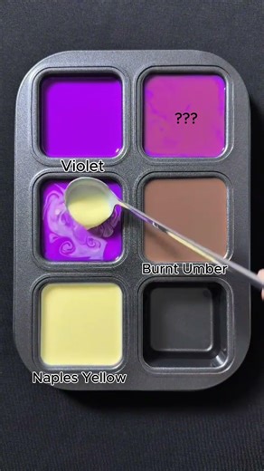 Create 3 colors from 3 colors: Violet + Burnt Umber + Naples Yellow #asmr #satisfying #colors #mix